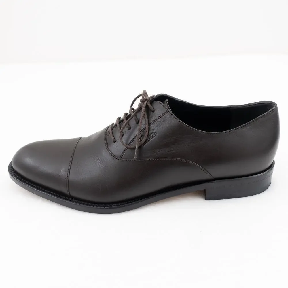 GUCCI Leather Lace-Up Shoes Men's 7.5 Brown